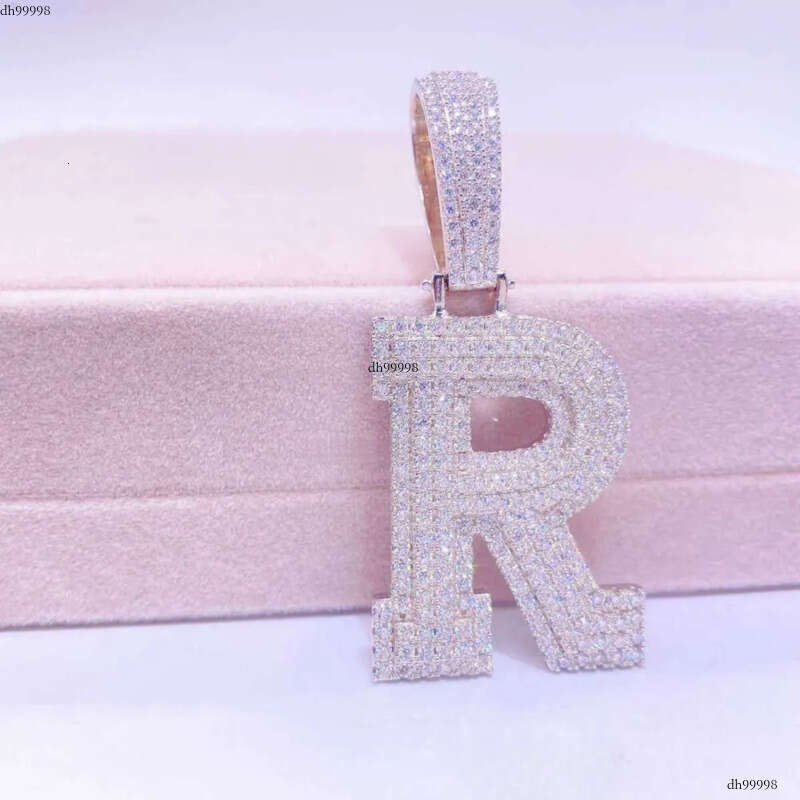 Hip Hop Sier Jewelry Vvs1 Moissanite Dia Custom Name Stone Initial Letter Pendant Necklace
