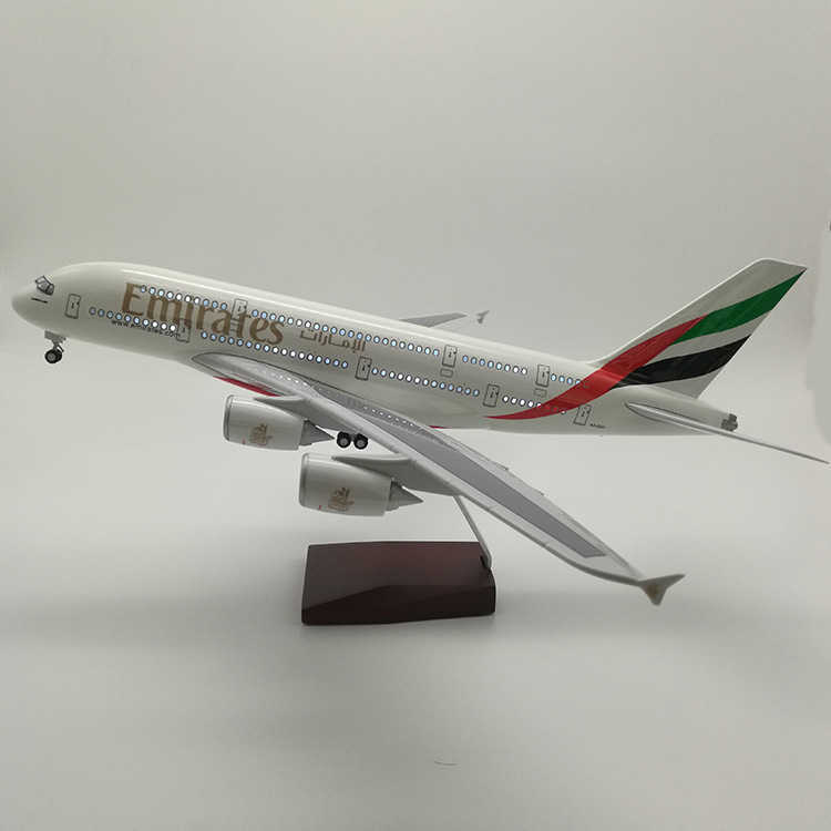 Airplane model with lights upgraded version with wheels and LED lights. Emirates A380, Thai Airways Malaysia Airlines Singapore B747 L250930