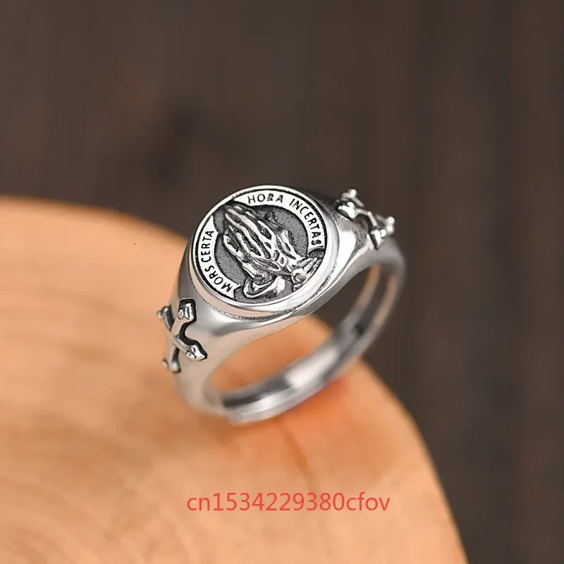 925 Sterling Silver Rings Christmas Gift for Men Women Jewelry Fashion Charms Accessories Retro Adjustable Opening 250929