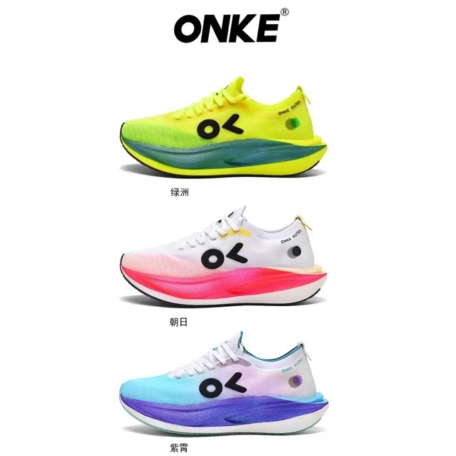 ONKE Women's Summer Lightweight Breathable Carbon Plate Men's Ultra-light Anti-slip Wear-resistant Cushioning Couple Running Sports Shoes