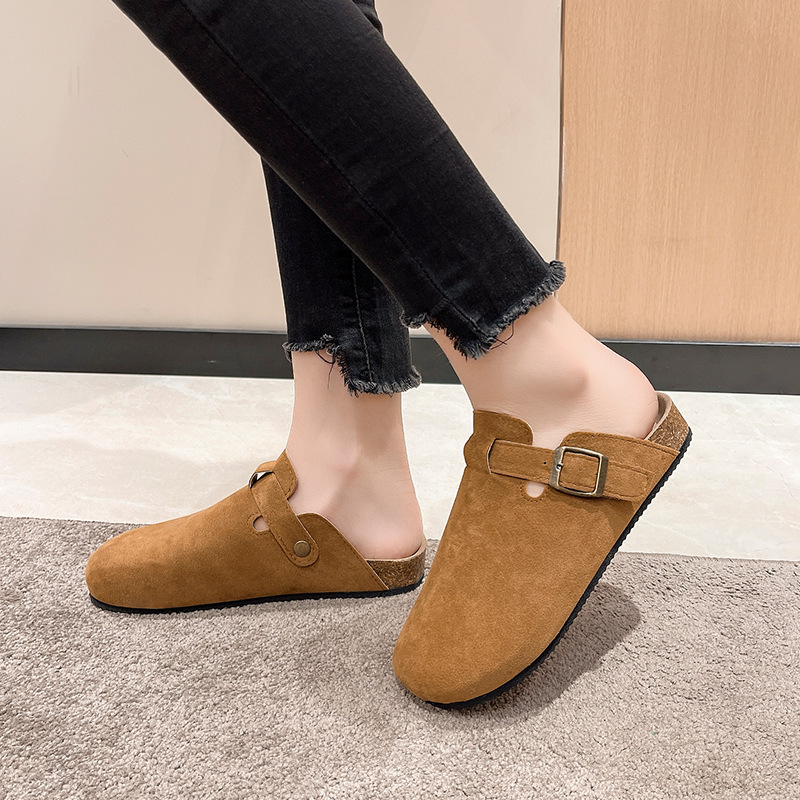 Designer Slide Sandals Womens - Cork Clog Sandals, Genuine Leather Mens Beach Sandals Casual Slippers Clogs for Summer, Unisex