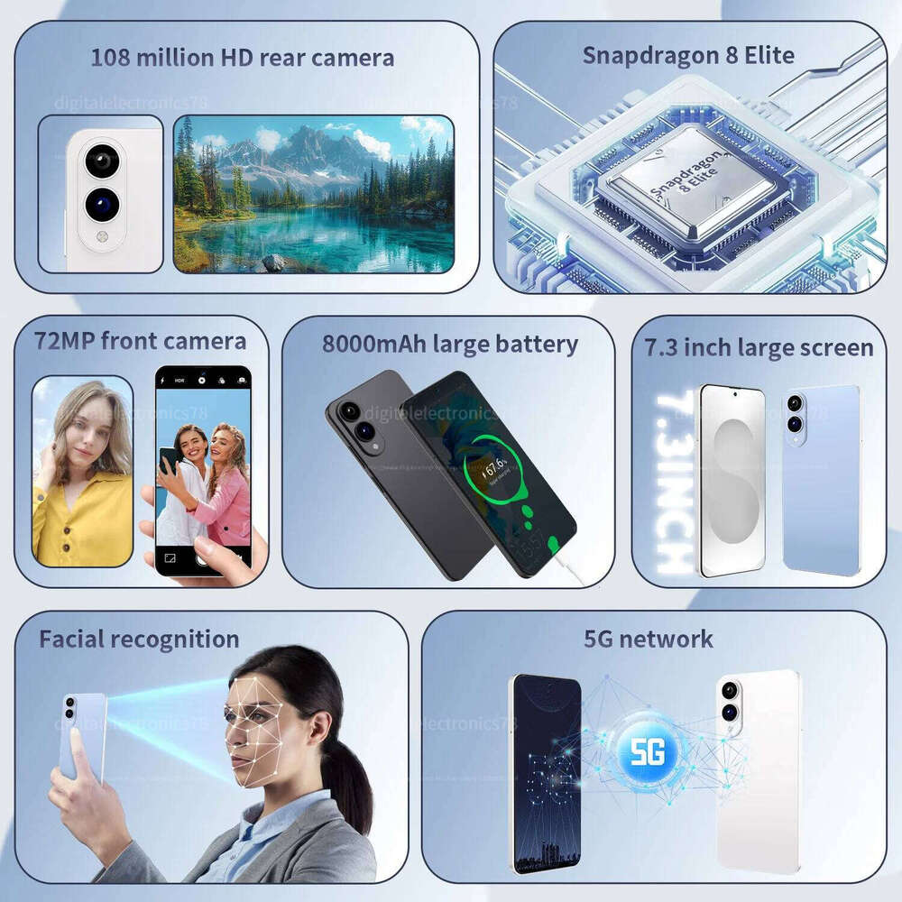 2025 Original S26 Edge+ phones PC 7.3 Inch HD 4K Android 15 22Gb+2Tb 8000Mah Battery 4G 5G Dual Sim Card Wifi GPS smartphone