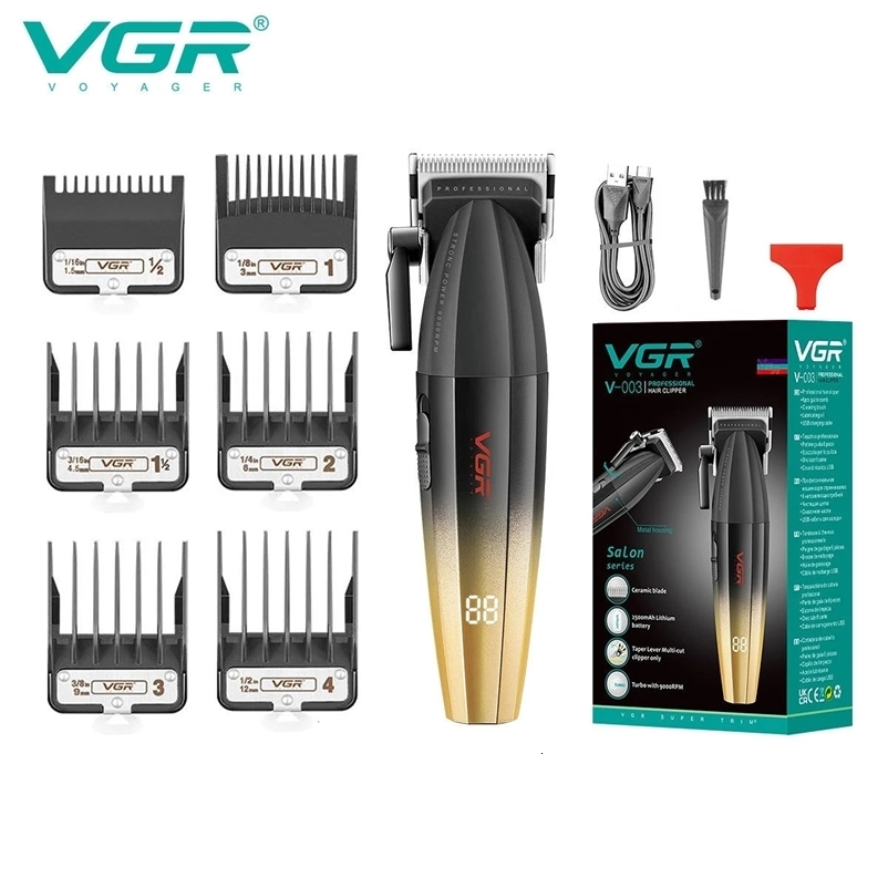 VGR Hair Clipper Professional Hair Trimmer 9000 RPM Barber Hair Cutting Machine Digital Display Haircut Clipper for Men V-003 240701