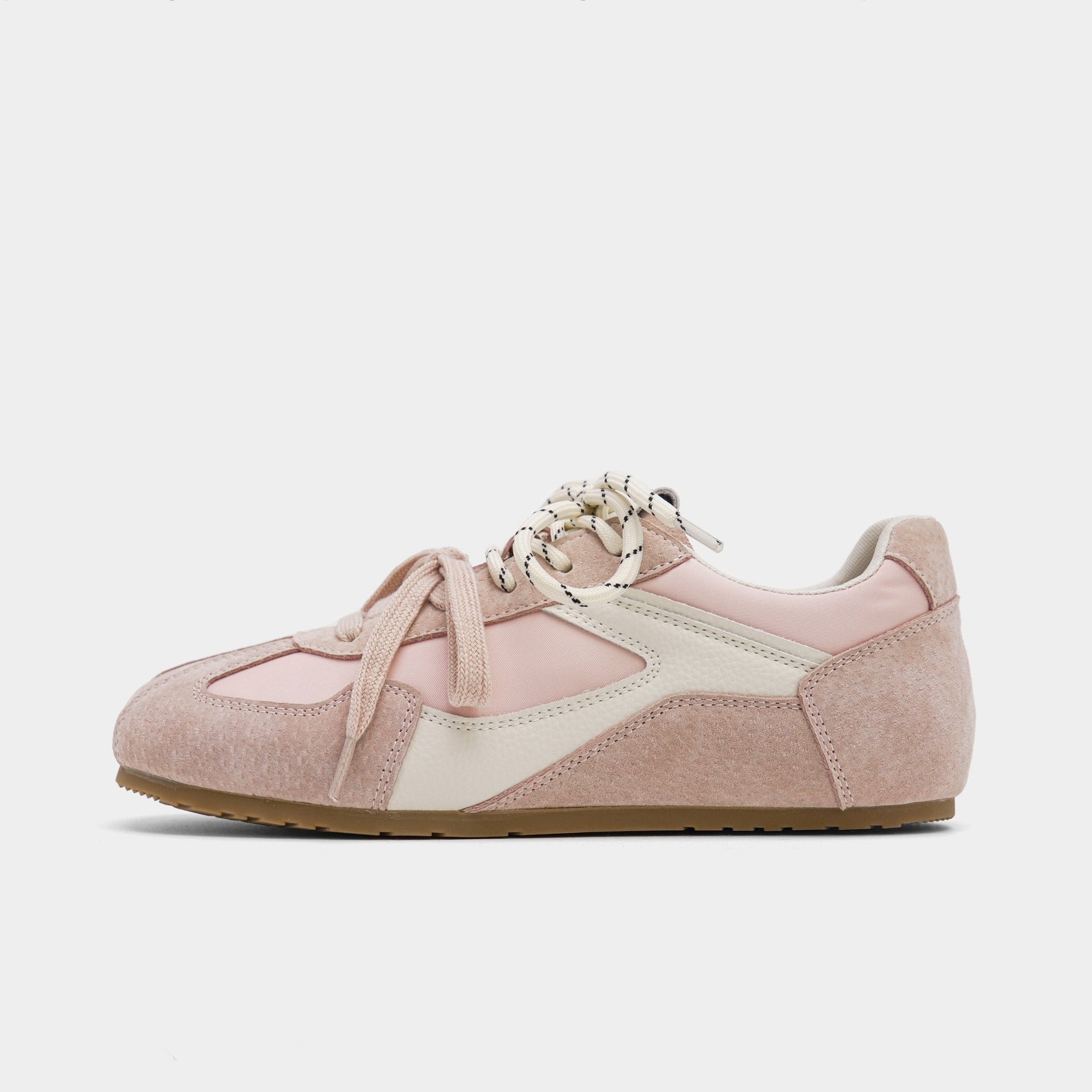 Free shipping 2025 designer matte women's new color blocked round toe flat shoes casual Forrest Gump shoes retro mandarin duck shoelaces German t