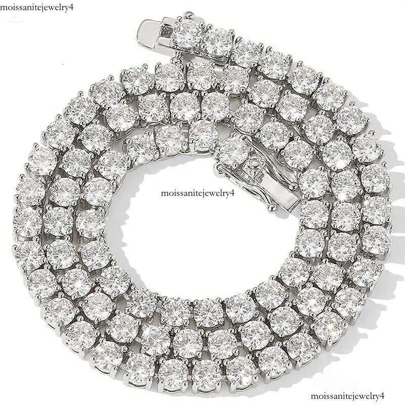 Chain For Women Plated Gold 5MM Wide 1 Row CZ Dia Tennis Bracelet Necklace Men Rapper Hip Hop Designer Jewelry Woman Luxe Christmas Gift
