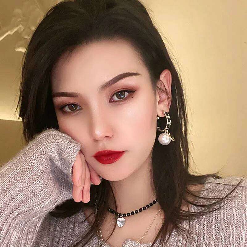 Design Trendy Handmade Rope Pearl Circle Stud Earring Jewelry for Women