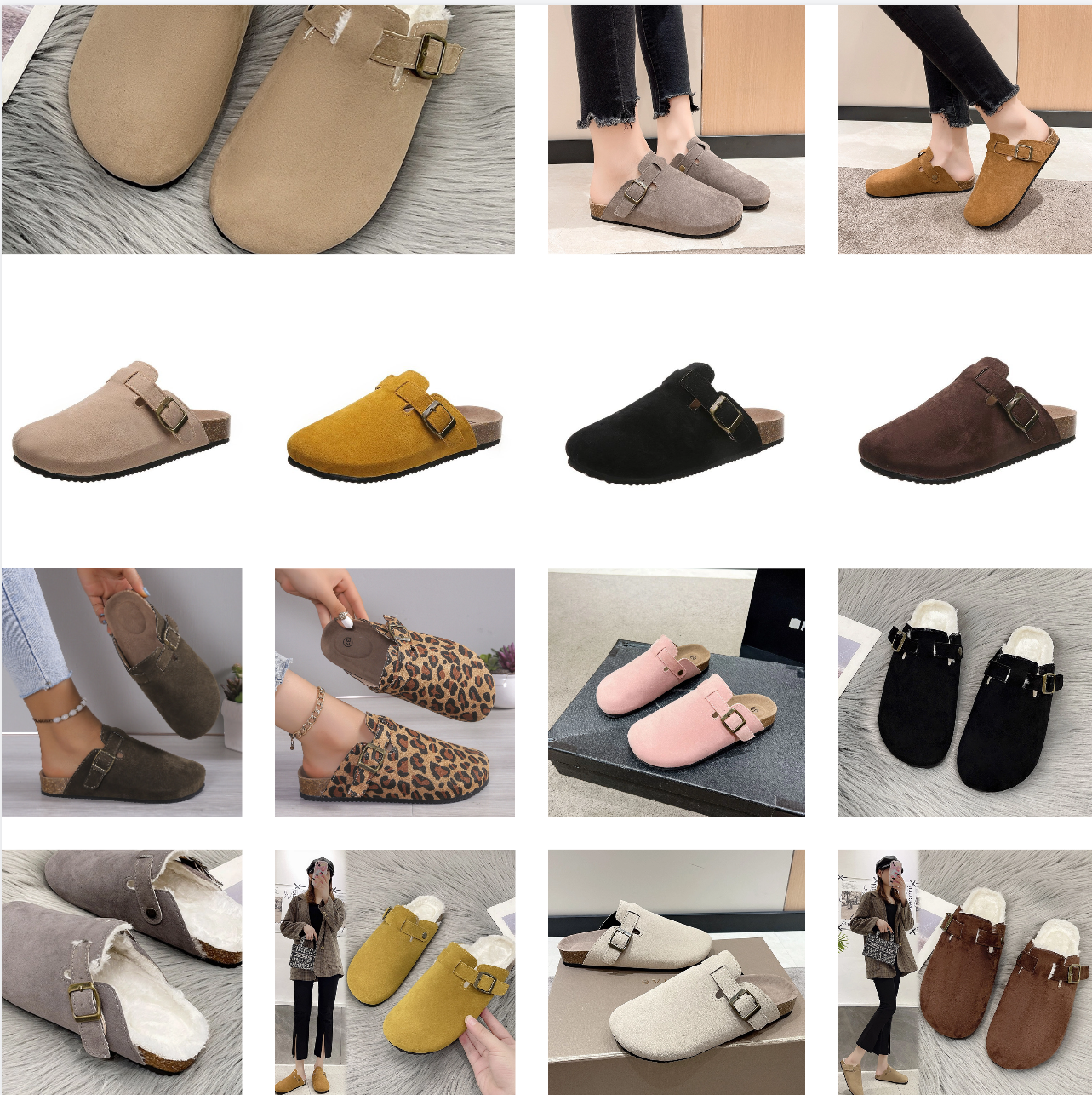 Designer Slide Sandals Womens - Cork Clog Sandals Genuine Leather Mens Beach Sandals Casual Slippers Clogs for Summer Unisex Size Large Size High