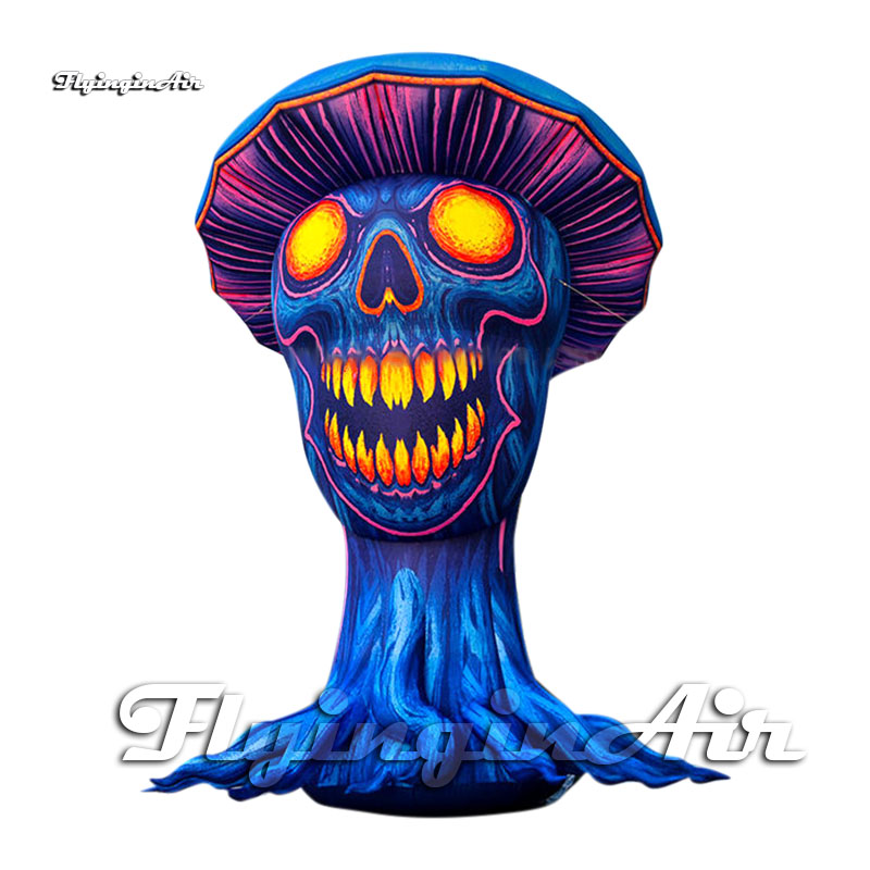 6m High Horrible Giant Inflatable Mushroom Monster With LED Light For Outdoor Halloween Yard Decoration