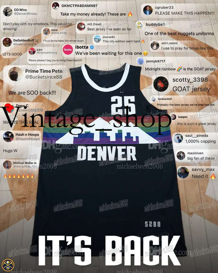 Vin8 Denverss Net 2025 Rainbow Skyline City Edition Jersey Jokic Jamal Murray Gordon Peyton Watson Christian Braun Russell Westbrook