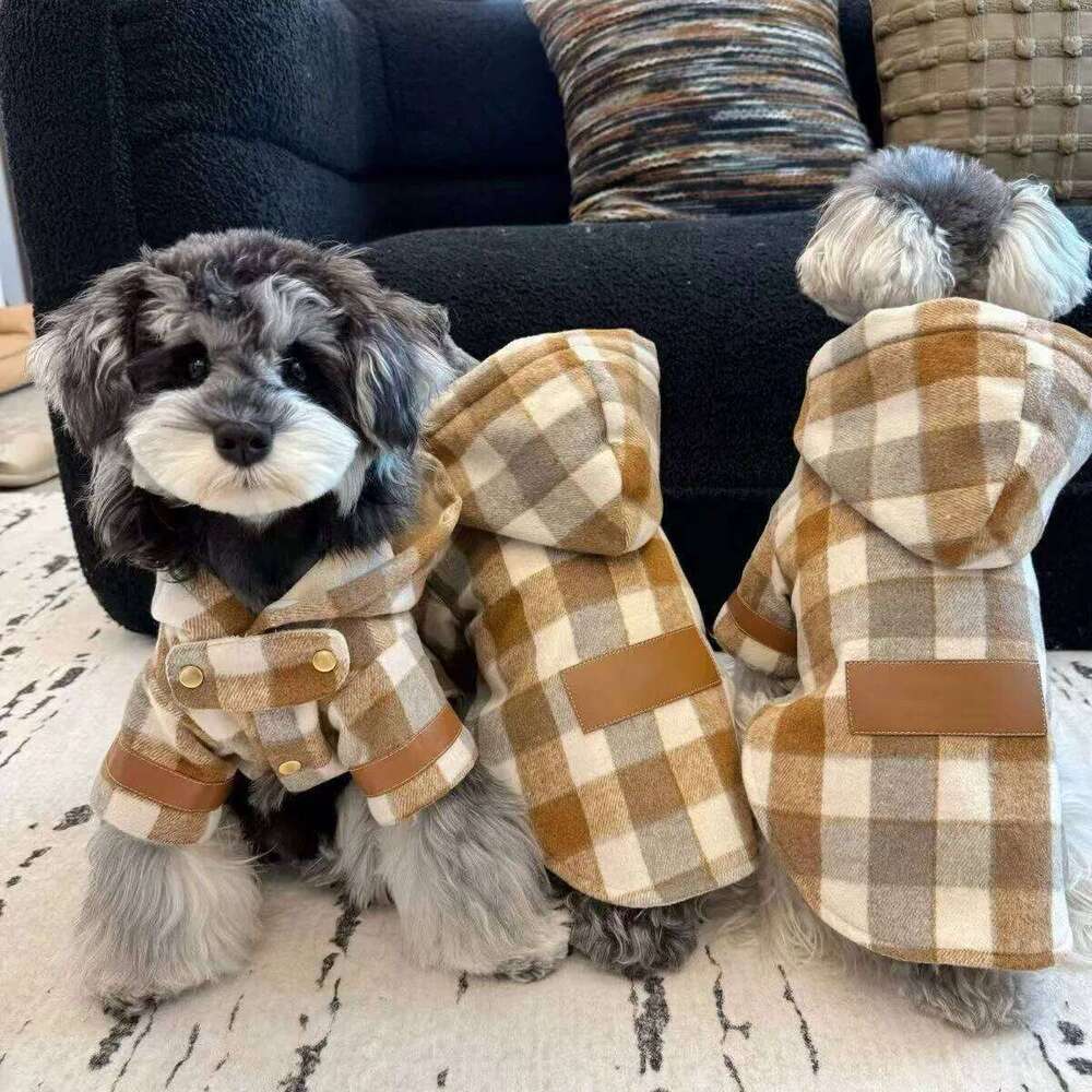 Pet Hooded Woolen Dog Warm Thick Teddy Autumn and Winter Coat Puppy Clothes