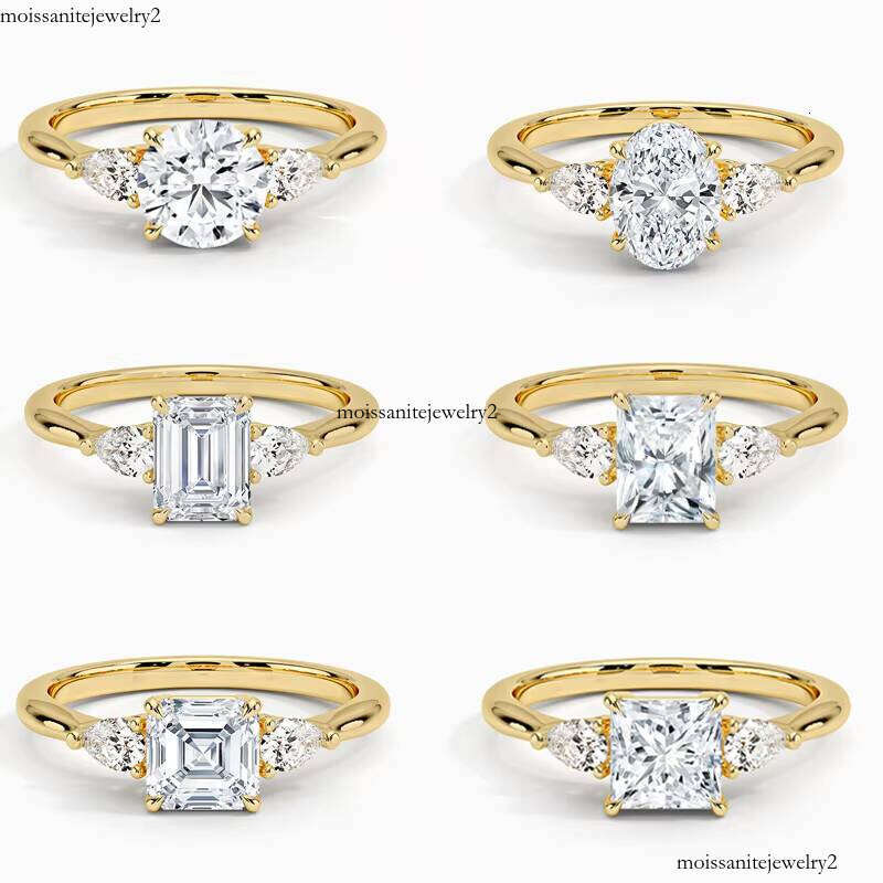 Three Stones 1ct D VVS2 IGI Lab Grown Real Gold Jewelry Engagement Ring