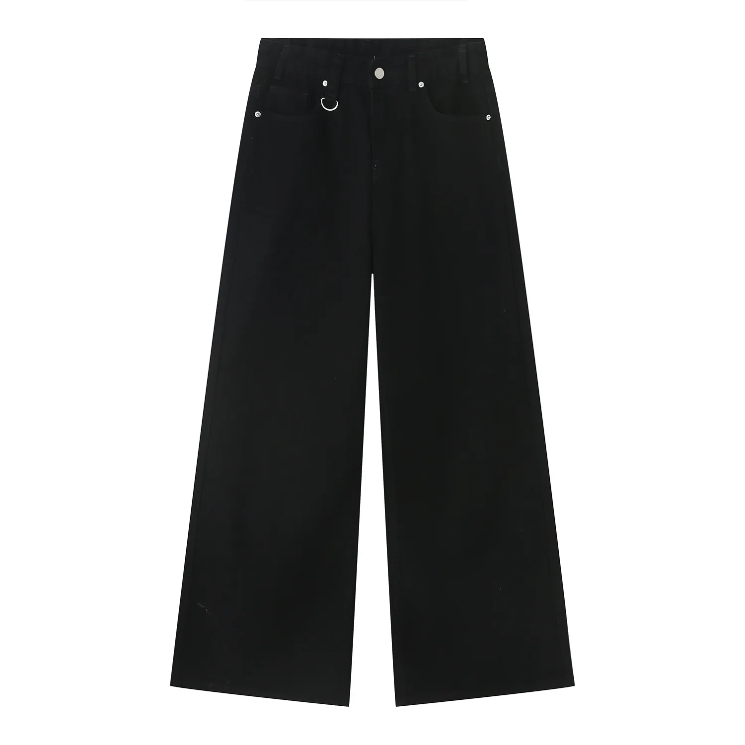 Men's Wide Leg Jeans Vintage Gradient Wash Metal Ring Detail Streetwear Loose Fit Baggy Denim Pants
