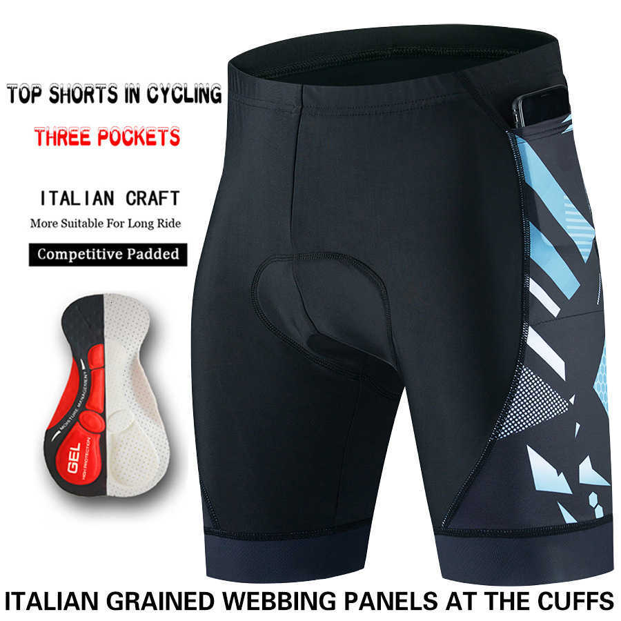 Men's new style cycling suit shorts for summer, quick-drying and breathable with 3 pockets and a tight silicone seat pad.