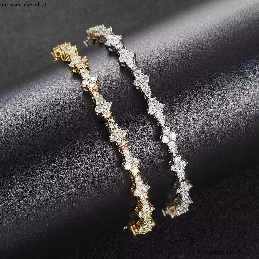 Plum Blossom Tennis Chain Men's Spring Hip-Hop Bracelet with moissanite chain Fashion Accessories