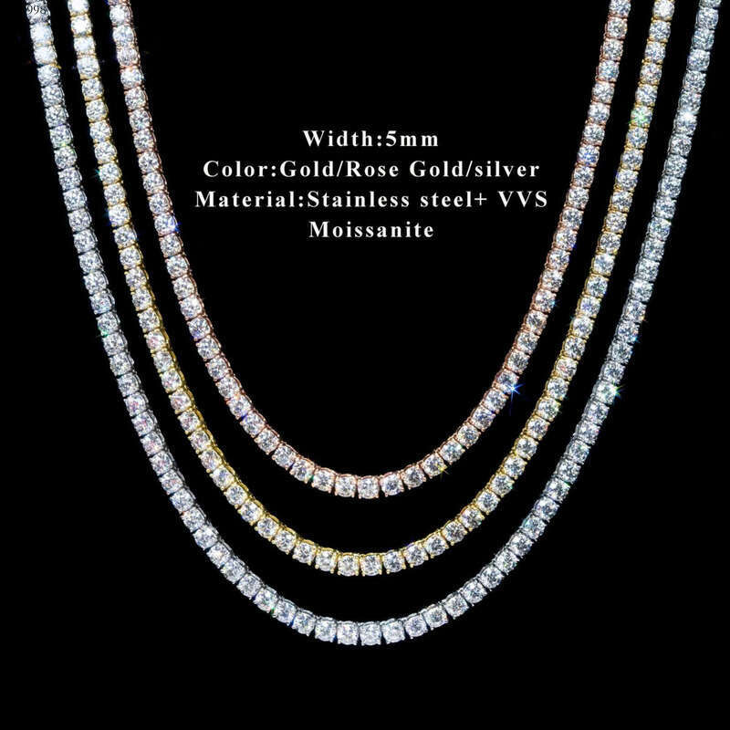Good Price Gra Certified Vvs Moissanite Sterg Sier Solid Gold Tennis Chain