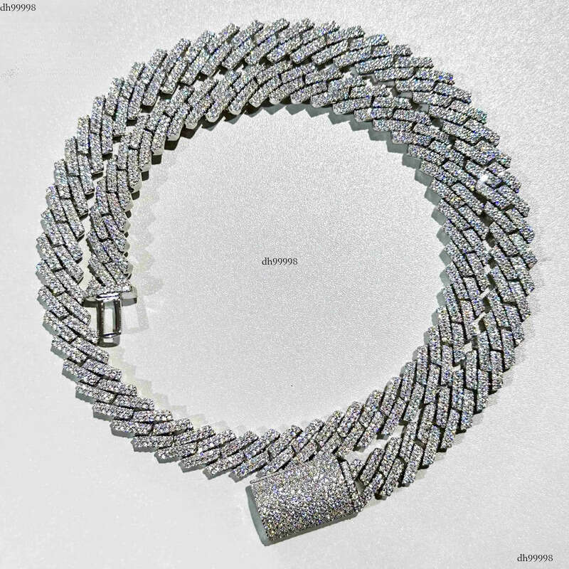 Zuanfa Gold Plated Iced Out Vvs Moissanite Dia Link Chain 10mm Sier Prong Necklace and Cuban Lbracelet