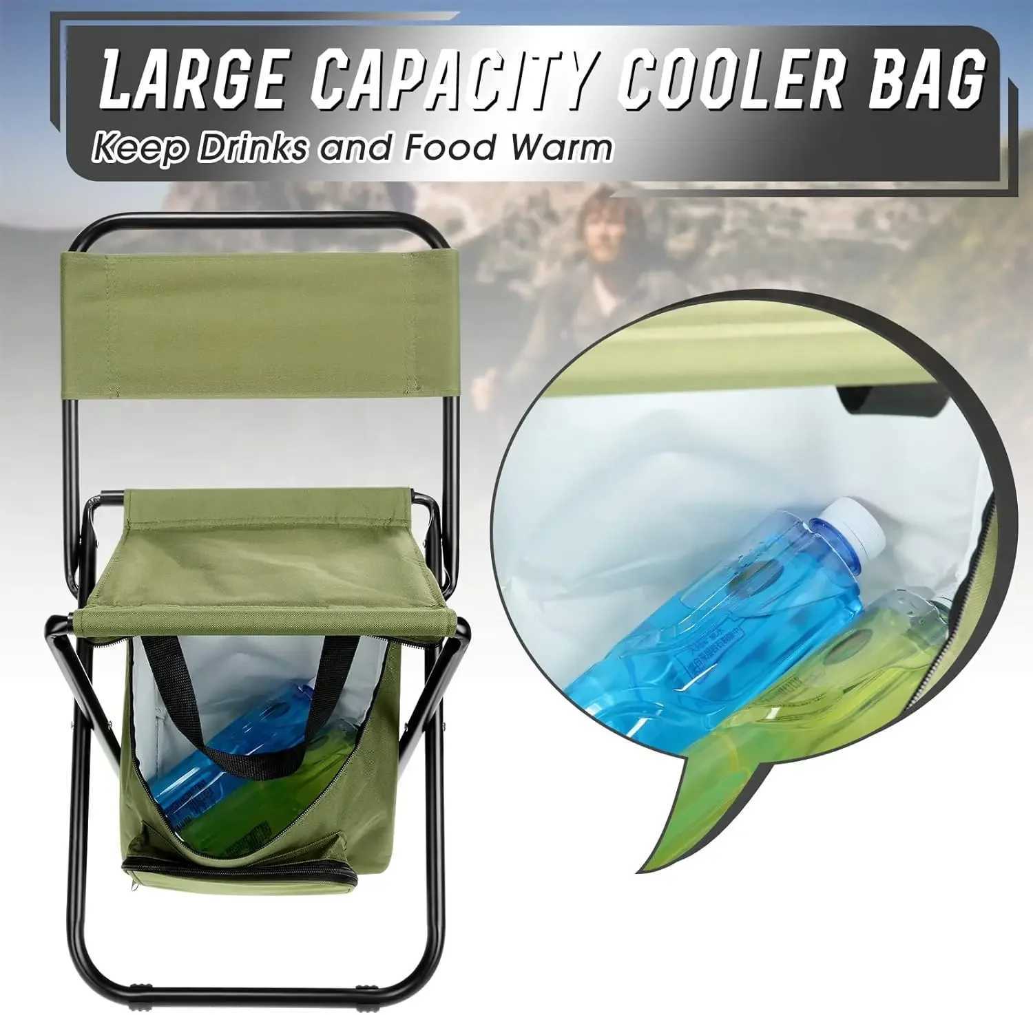 Fishing Stool Detachable Portable Folding Chair Beach Camping Chair with Cooler Bag Backrest Lightweight Outdoor Folding Chair J250930