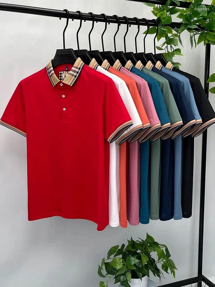 Men's T Shirts Short Sleeve Polo Shirt Men Fashionable Simple Solid Color Summer Mercerized Cotton Breathable Casual Lapel
