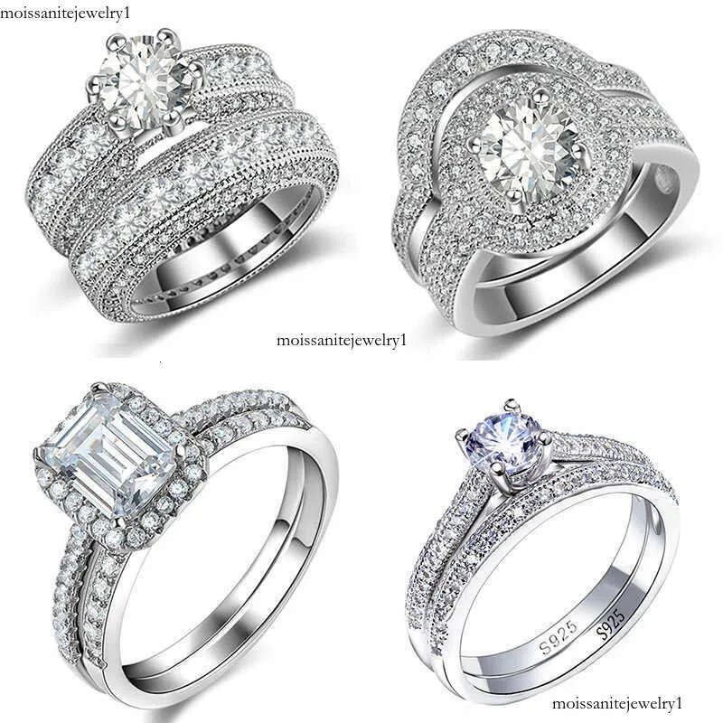Large Special Sparkling Dia Ring New Sterling Sier Wedding Rings Set for Bridal Women Engagement Finger Party Gift Designer Jewelry