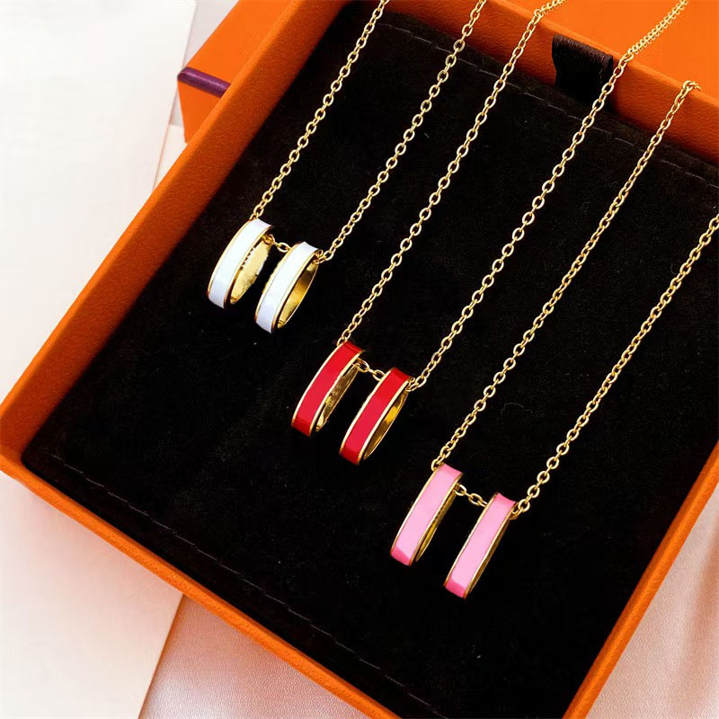 Luxury brand H necklace classic couple titanium steel pendant necklace high-quality 18k gold designer jewelry