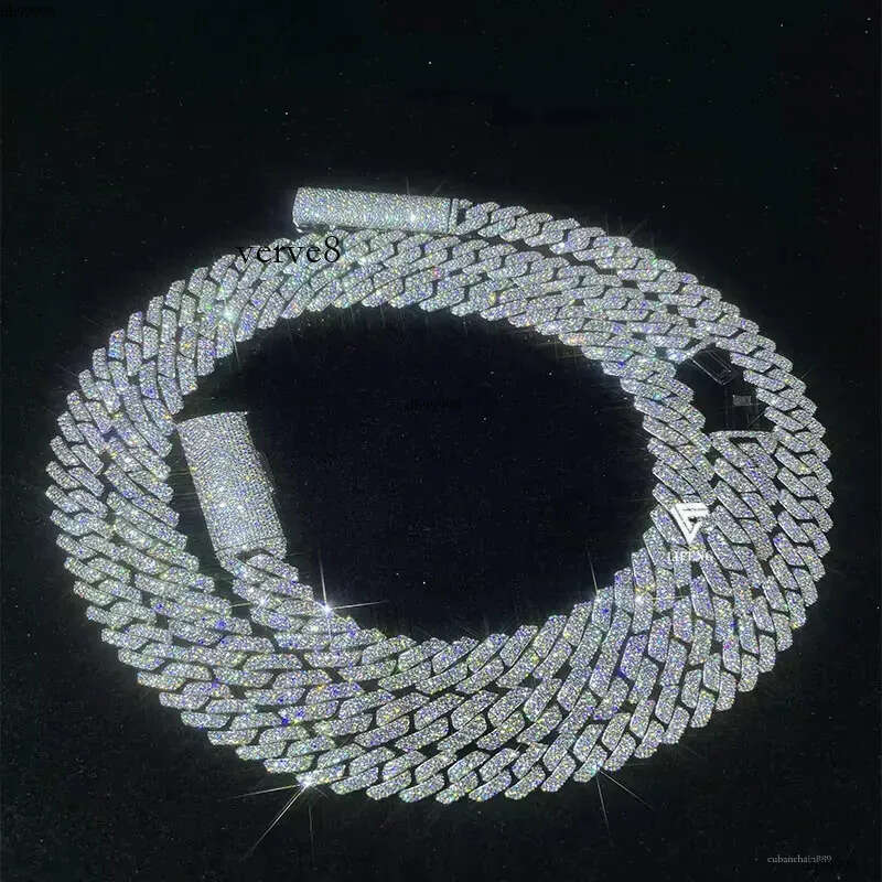 Custom White Gold Plated Sterg Sier Cuban k Chain Iced Out VVS Moissanite Dia Necklace Hip Hop Men's Jewelry