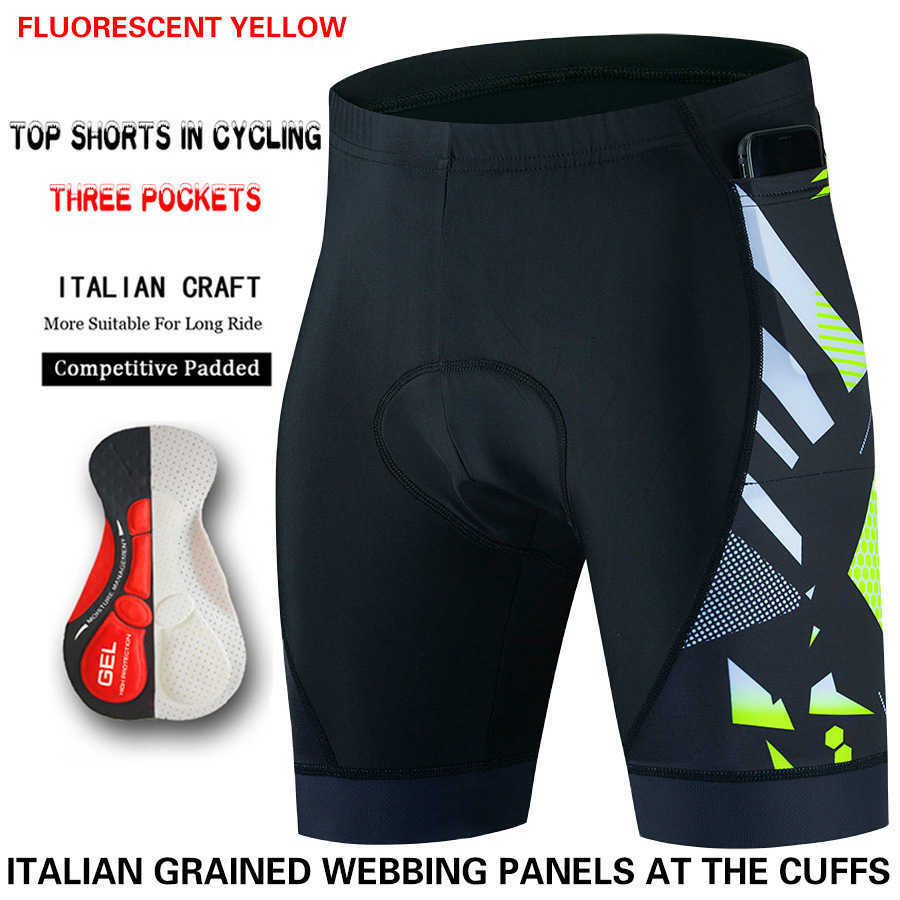 Men's new style cycling suit shorts for summer, quick-drying and breathable with 3 pockets and a tight silicone seat pad.