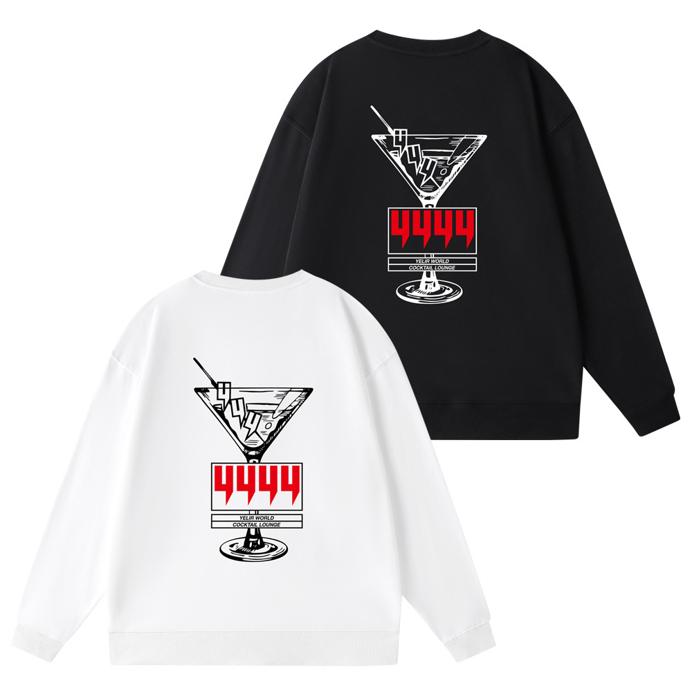 Men's Hoodies Round-neck Street Hip-hop Design High-end Black Red And White Combination Letter Print, Comfortable Cotton Loose Autumn And Winter 