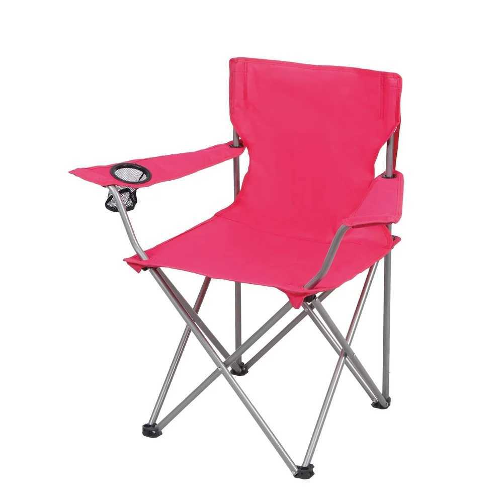 Folding Quad Camp Chair Portable Outdoor Seating Steel Frame with Cup Holder Easy Transport Camping Tailgating Games J250930