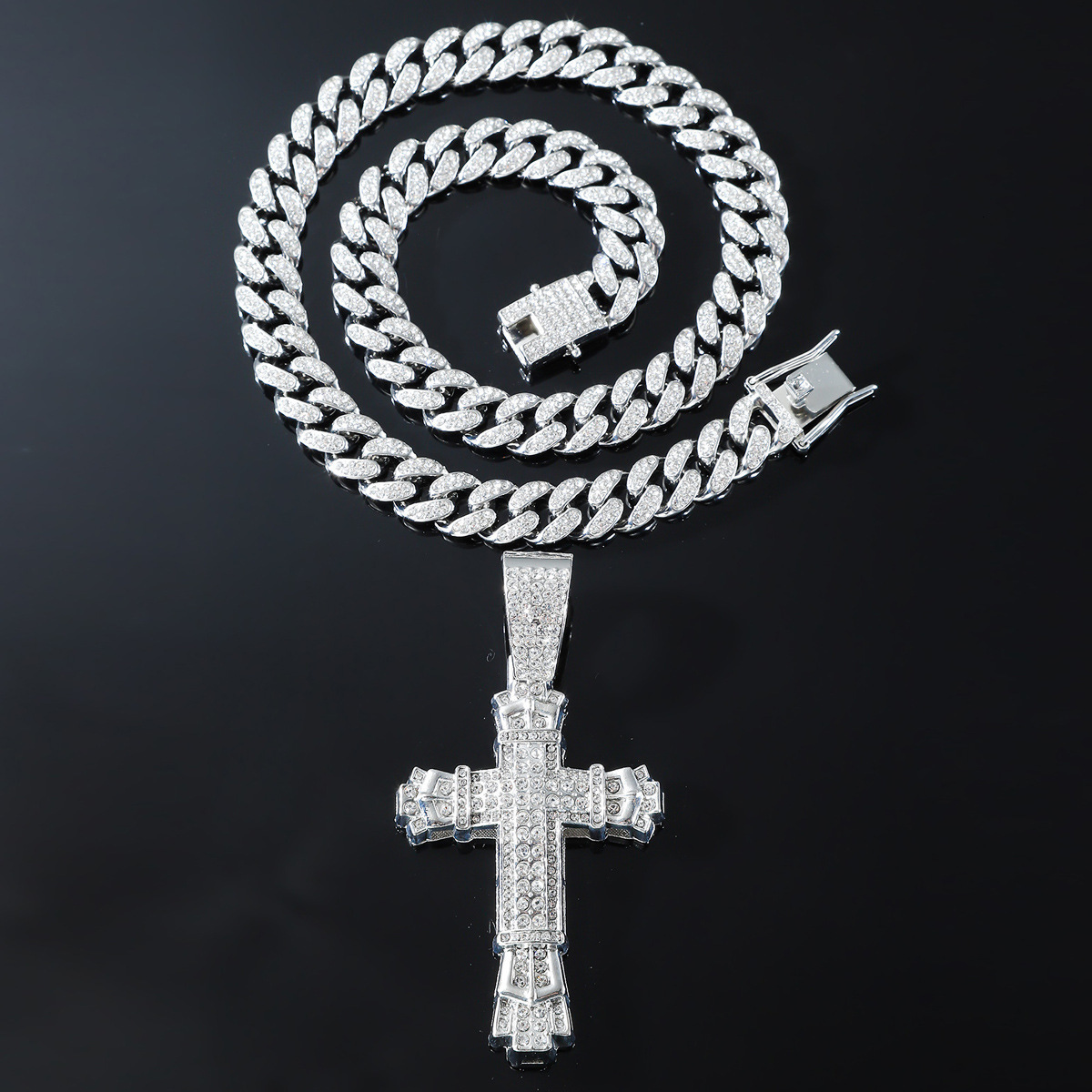 12mm Cuban Chain Men Women Hip Hop Cross Pendant Necklace D VVS Iced Out Bling 925 Sterling Silver Necklaces Jewelry 250318bj