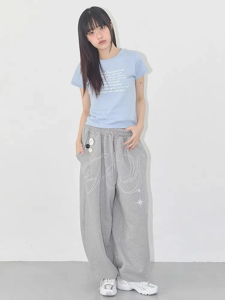 Pattern Wing Personality Angel Printed Baggy SweatPants Fresh Retro Korean Street Wide Leg Pants for Womens Y2k Cargo Pants 250922 - view 7