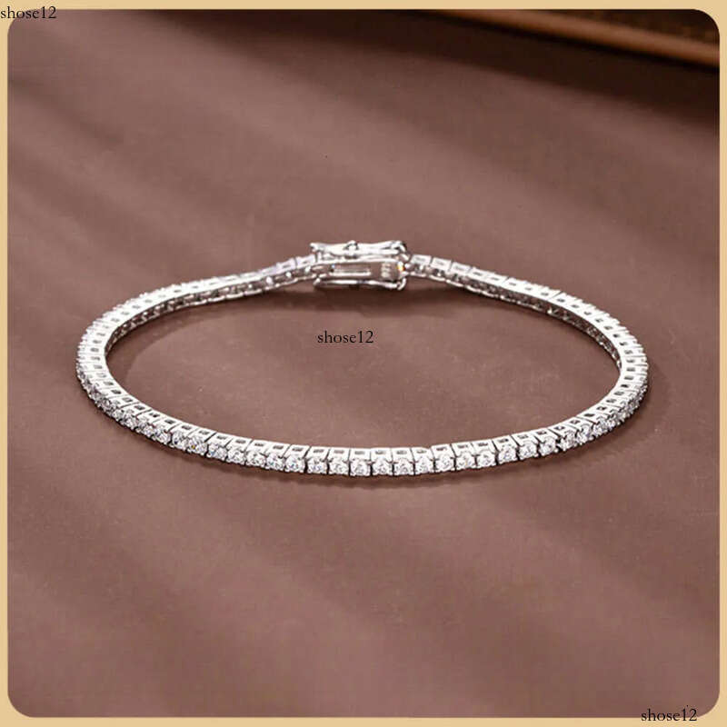 EWYA New in Real D Color Full 2mm 0.03CT Moissanite Tennis Bracelet for Women S Sier Plated Dia Link Bracelets Gift