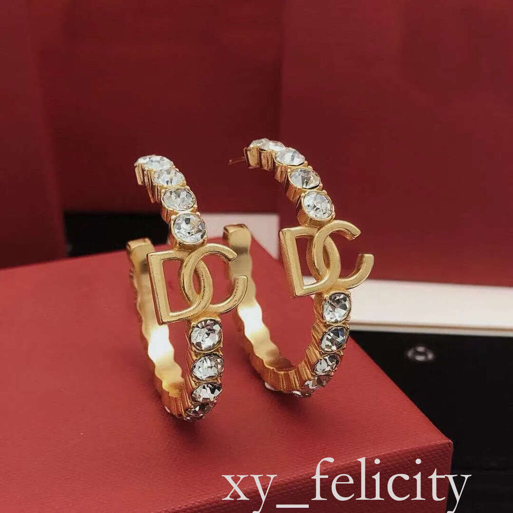 Classic style crystal Hoop gold brass material hip-hop large circle designer earrings for women's wedding parties, birthday gift jewelry2025