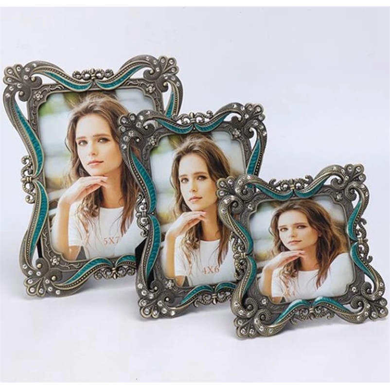 2026 4/6/7 Inch European Vintage Bronze Po Metal Alloy Picture Frame Wedding Bride Gift Home Decoration 240603Bj H260306