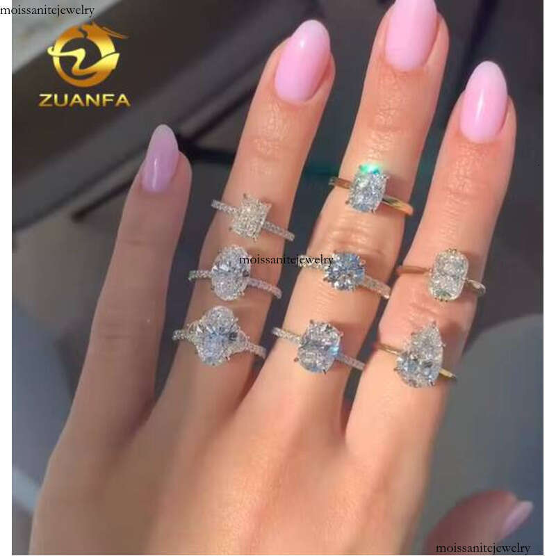 25 Different Cut Iced Out Wedding VVS Diatomaceous Earth Silver Jewelry Engagement Rings