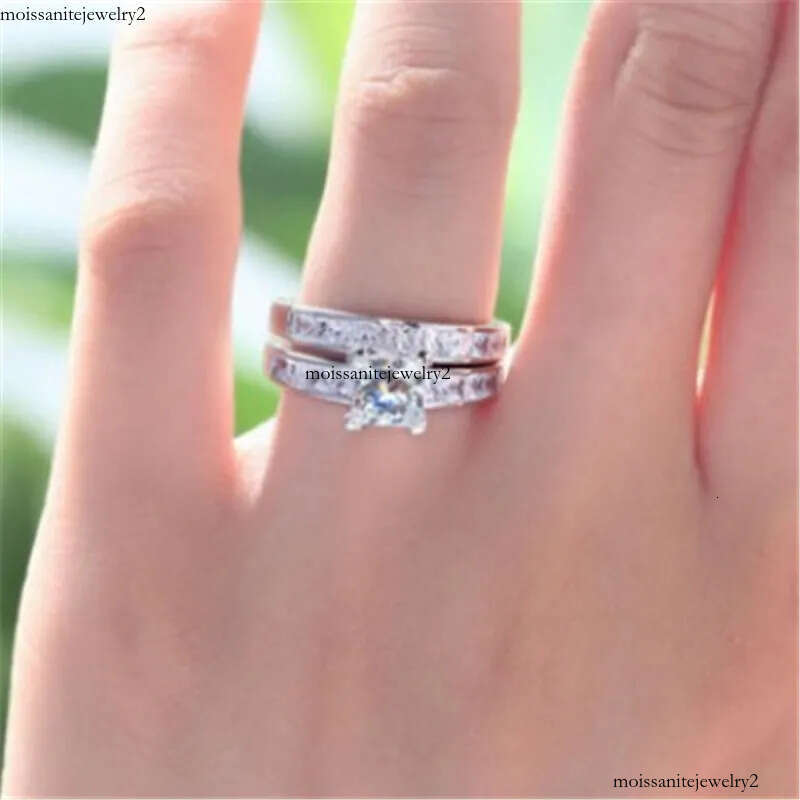 Princess cut Lab Dia Promise Ring sets Sterling Sier Party Wedding Rings for Women Bridal Fine Zircon Engagement Jewelry Gift