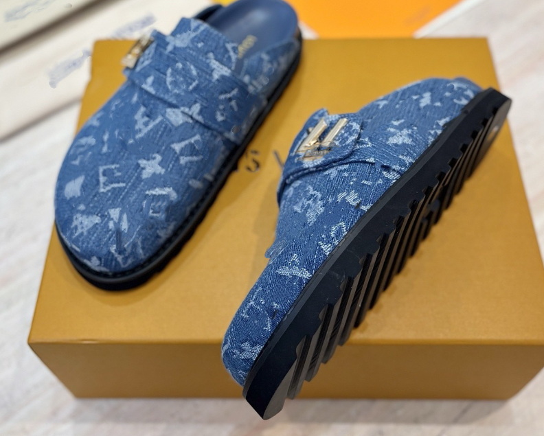 Designer Slipper Flat Scuffs sandals Calfskin Cosy Slipper Mules Denim Letter Printing Mens Comfort Casual Shoes rm fashion womens fluffy shoe A7A3