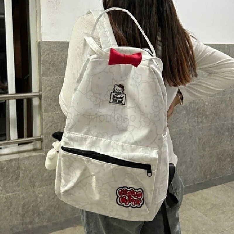 Sanrio Hellokitty Anime Cute Versatile Backpack Outdoor Leisure College Student Backpack Large Capacity Simple Fashion Schoolbag L250930