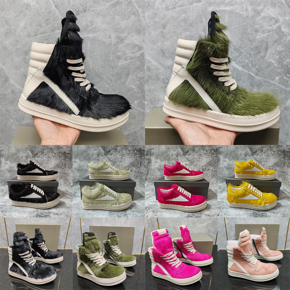 Designer Boots Leather Boot Furry Boot Canvas Boots Luxury Booties Geobasket Black White High Top Horse Hair Boots Low Top Suede Boots for Men Women horsehair shoes