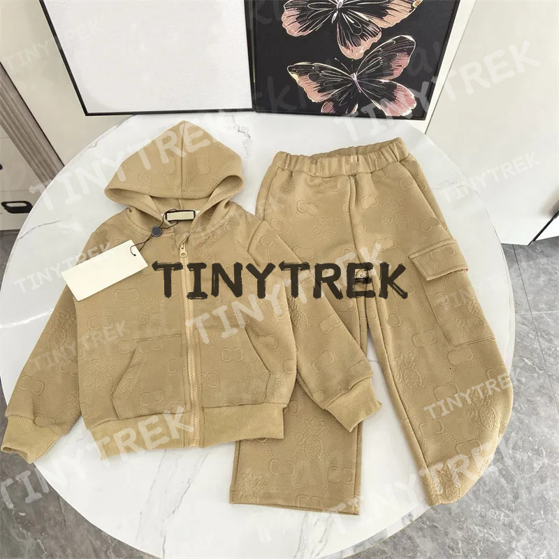 Designer Kids Sport Hoodie Suit Fashion Tracksuits Children Zipper Neck Sweatshirts Sweatpants Boys Girls Two-piece Set Autumn Winter