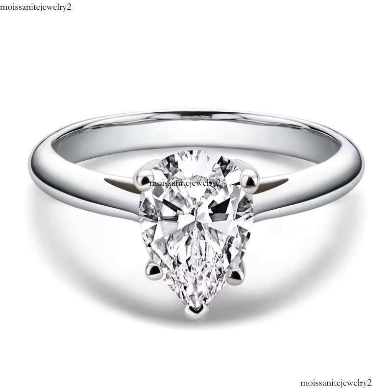 R..Engagement Jewelry S Silver Gold Plated D Grade Water Drop Pear Brilliant Bridal Ring Moxyant