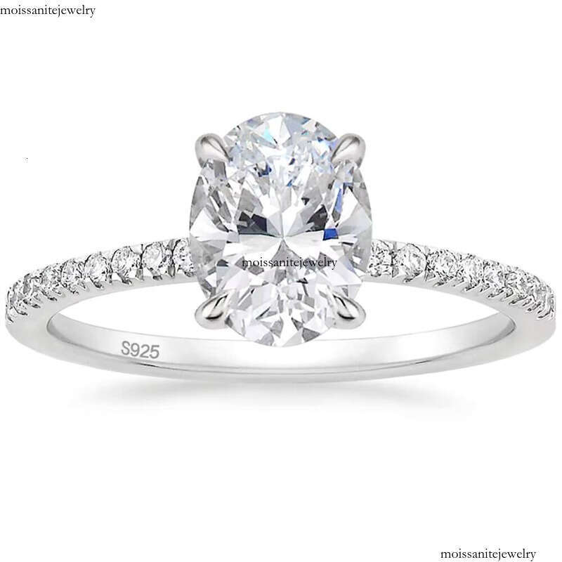 OAHLAN 3CT Sterling Silver Engagement Oval Cut VVS moissanite ring Promise Women's Wedding Ring