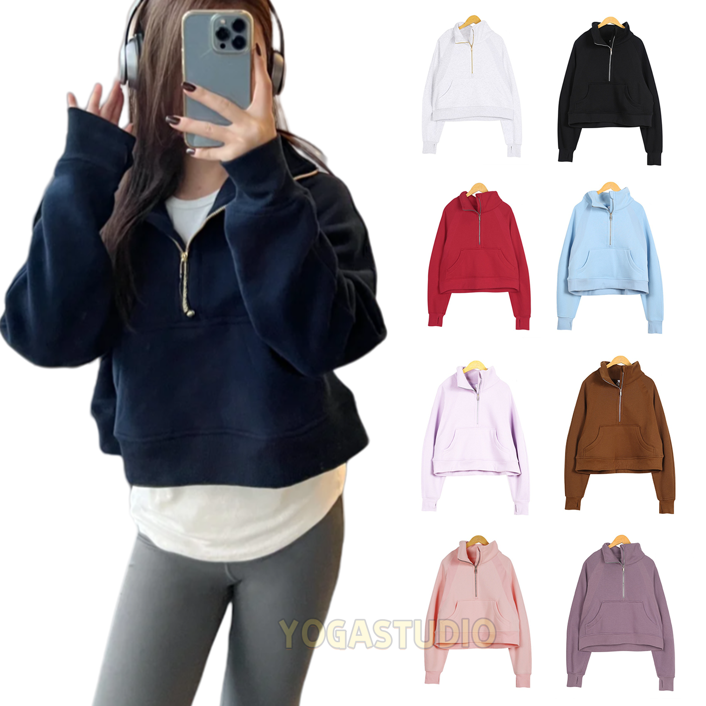 Yoga Set Women Hoodie Half Zip Jacket scubaness yoga jacket Style Lightweight Gym Wear Women Breathable Workout Luluity lemonive Men Set
