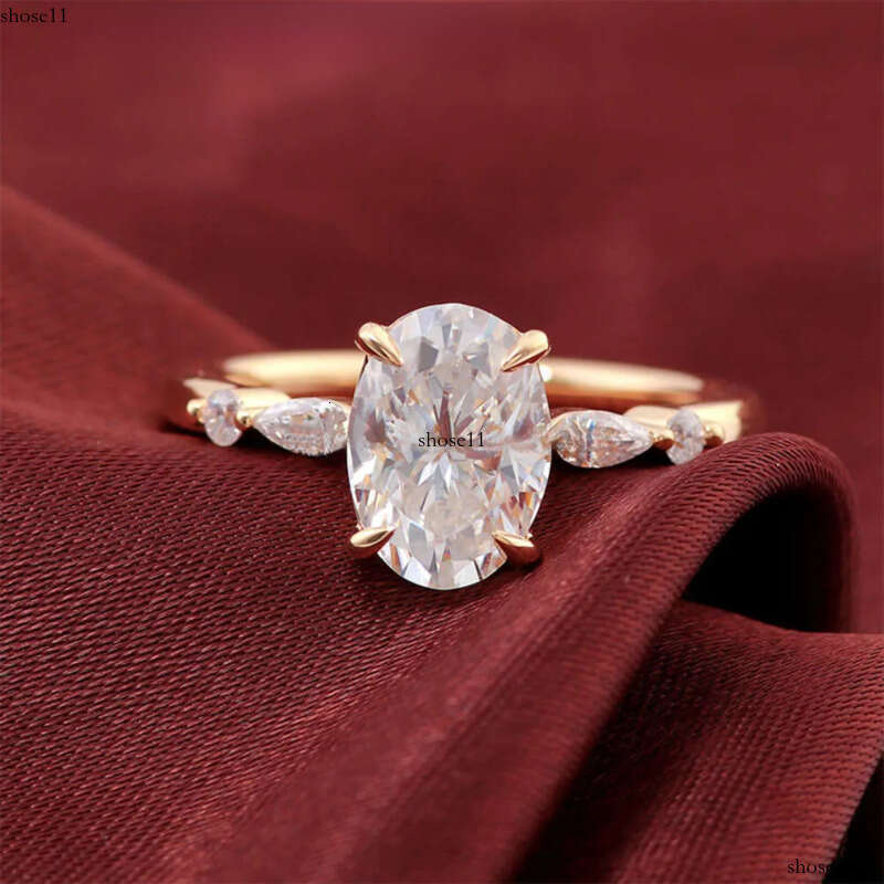 Wholesale Price Jewelry 10k/14k/ Solid Real Gold 1ct/2ct/3ct D VVS Oval Moissanite Dia Engagement Ring For Women