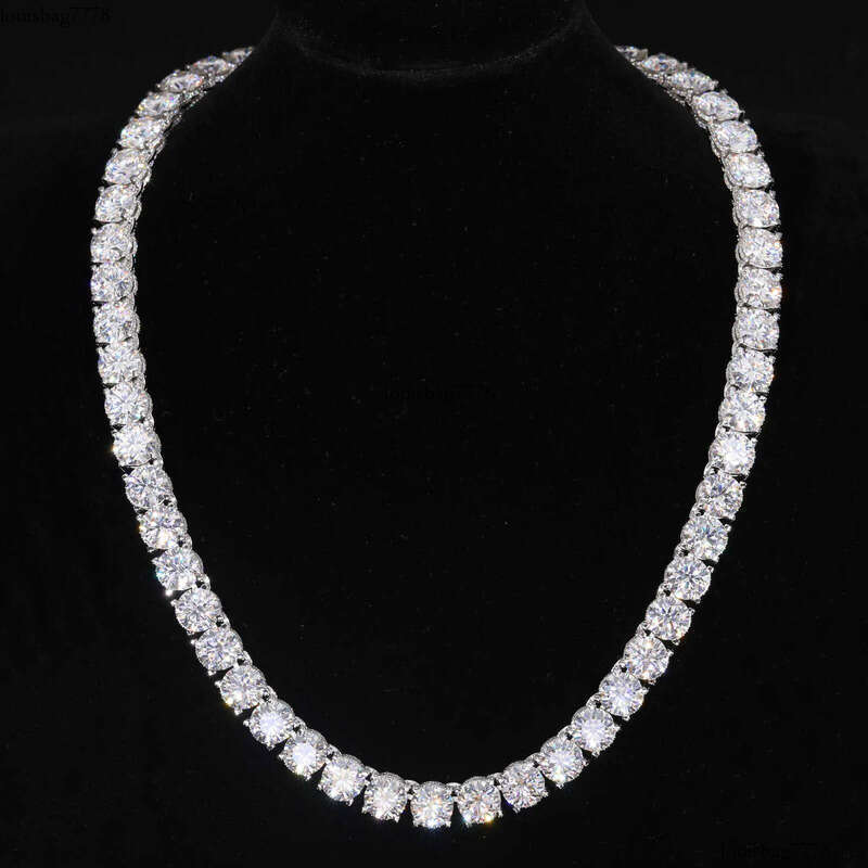 Designer-style high-end necklace2025 Design Iced Out Bracket 10mm Sterling Sier Vvs Moissanite Dia Baguette Buckle Tennis Chain Necklace