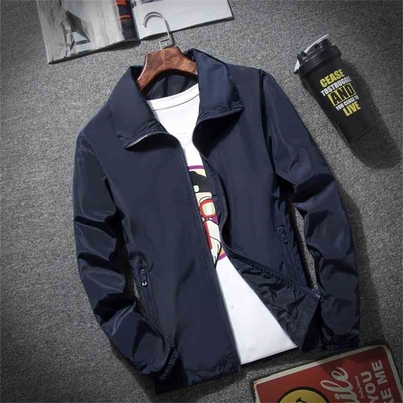 Spring and Autumn Fashion Solid Color Jacket Men's Windbreaker Zipper Thin Jacket Men Clothing Men's Casual Jacket 7XL 210819wtt