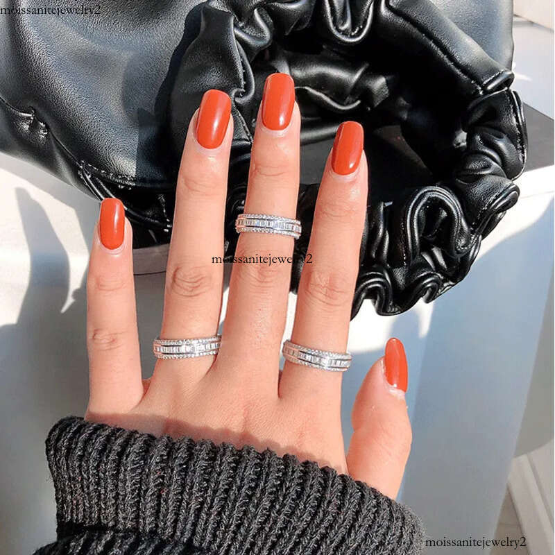 US Size 6-10 High Quality Sparkling Weddig Rings Elegant Jewelry Sterling Sier Full Princess Cut White Lab Moissanite Dia Party Eternity Women Band