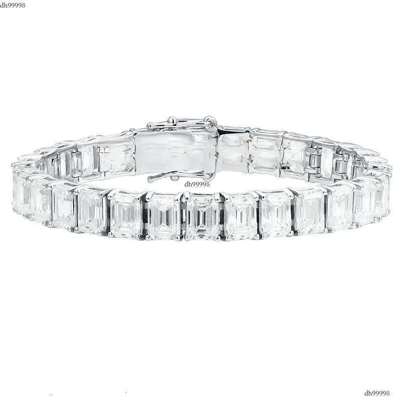 Custom Emerald Cut Moissanite Jewelry Sterling Sier Tennis Bracelets With Rectangle Full Dia Zirconia Women Jewellery