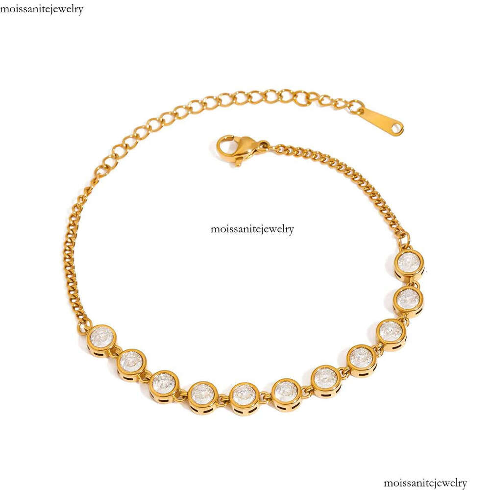 J&D Women's sterling silver Casual Fashion Round moissanite chain Pattern Party Gift Tennis Bracelet