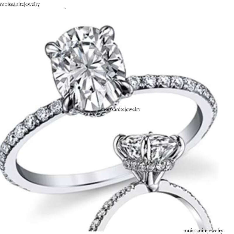S Sterling Silver Gold Plated 1/2/2.5/3/4/5/6ct Oval Cut D VVS Moissanite Single Engagement Wedding Ring