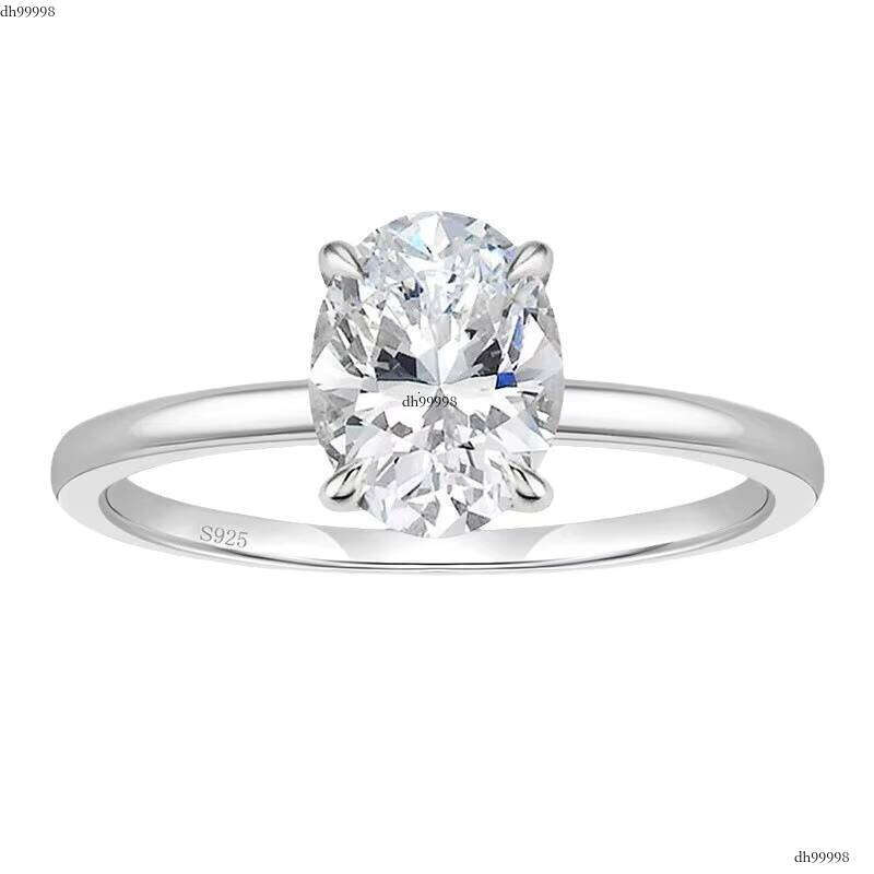 Poya Sterling Silver Engagement Rings for Women Classic Oval Cut Moissanite Ringia Solitaire Ring Gold Plated Wedding Gift